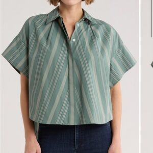 rag & bone Green Striped Button Down Shirt